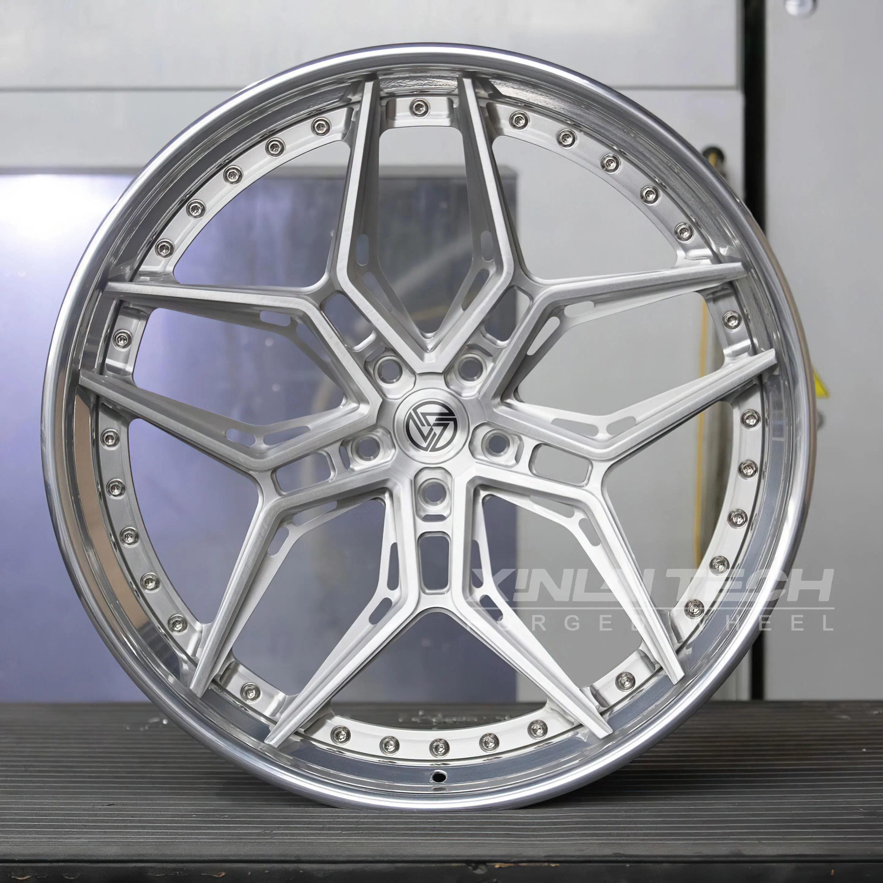 XL Silver Brushed Custom 2 Piece Forged Wheels 5x112 5x114.3 5x120 Deep Dish Wheels 18 19 20 21 22 Inch Car Alloy Rims - Image 1