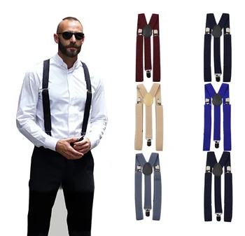 Solid Color Man's Belt Men Women Suspenders Polyester Y-Back Braces Adjustable Elastic