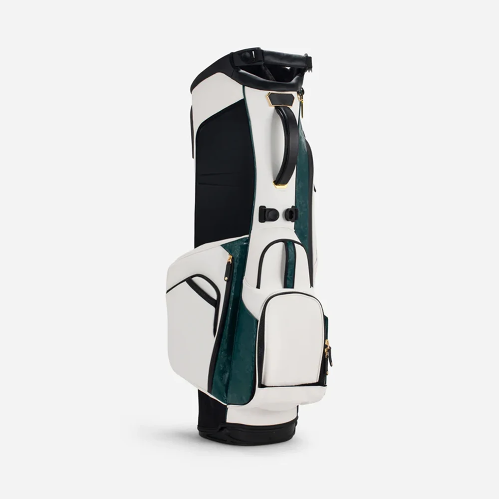 Primus Golf Plain Blank White Green Custom Leather Golf Bag Lightweight