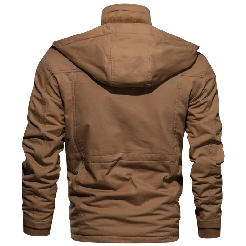 Men's Hooded Winter Jacket With Stand Collar And Warm Fleece Lining_voghion.com