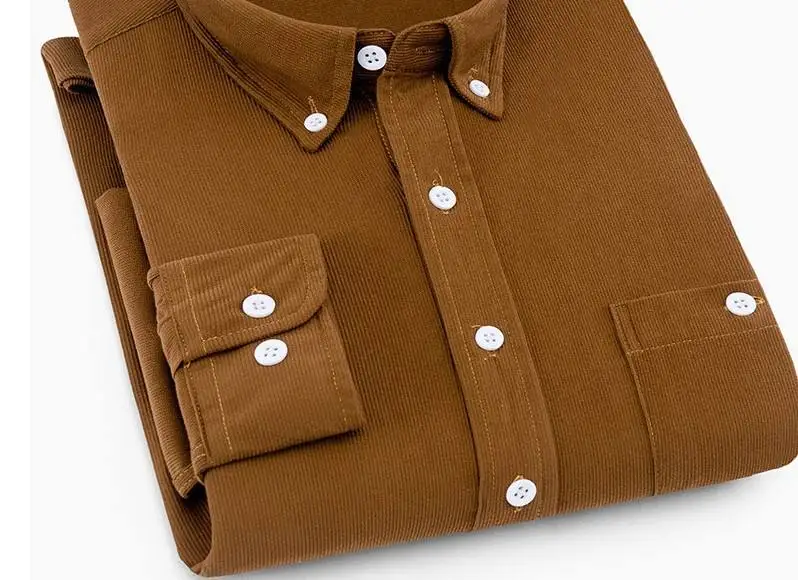 Neuestes Design, heißer Verkauf, solides Slim-Fit-Langarm-Cord-Freizeithemd für Männer, Cordhemd men516_voghion.com