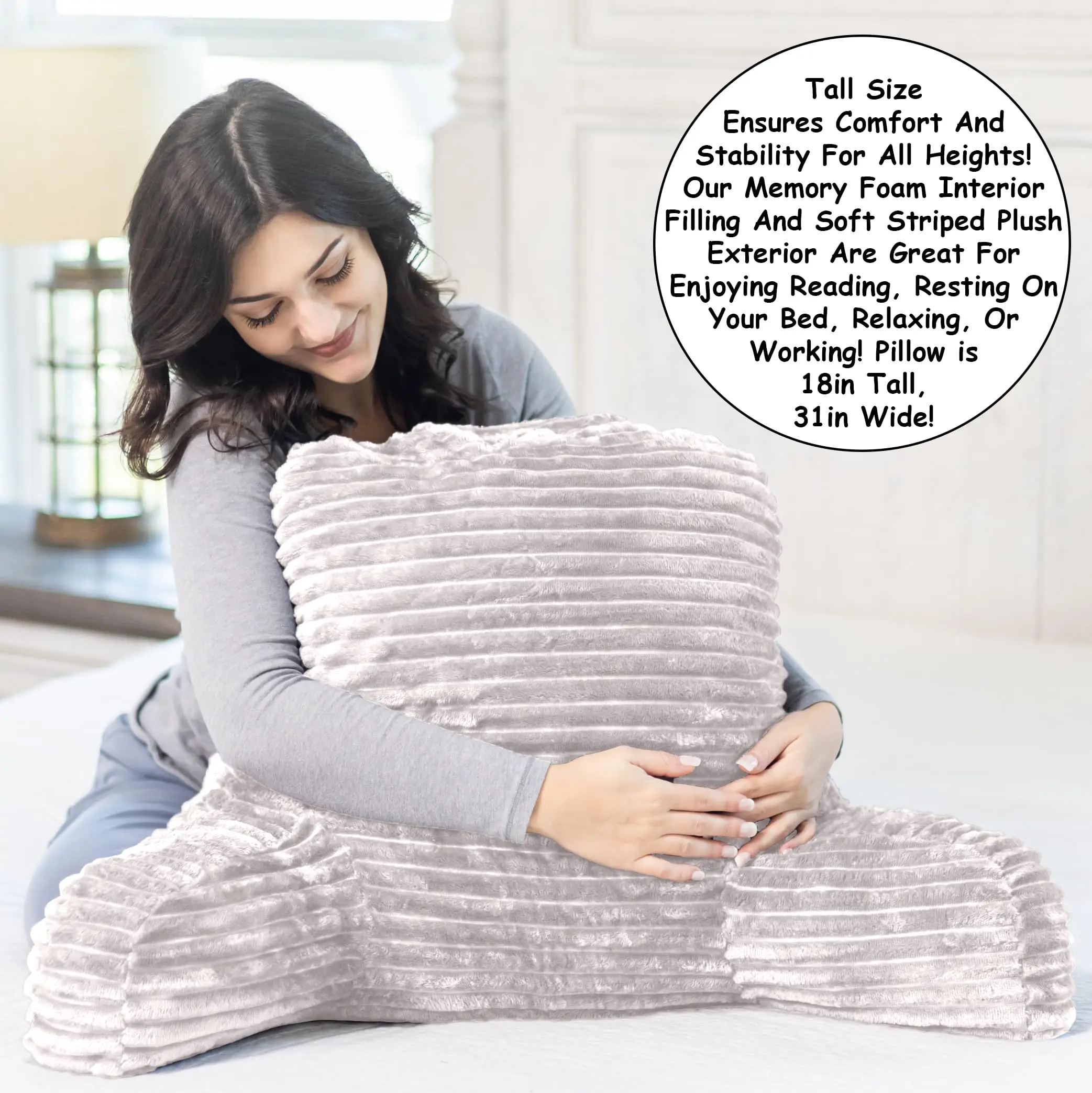 Premium Shredded Memory Foam Wedge Back Rest Pillow