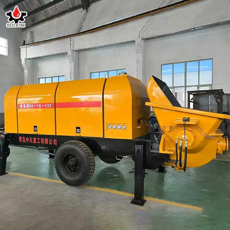 SDDOM Factory Small Concrete Pump diesel Mini Concrete Pump Trailer for Sale