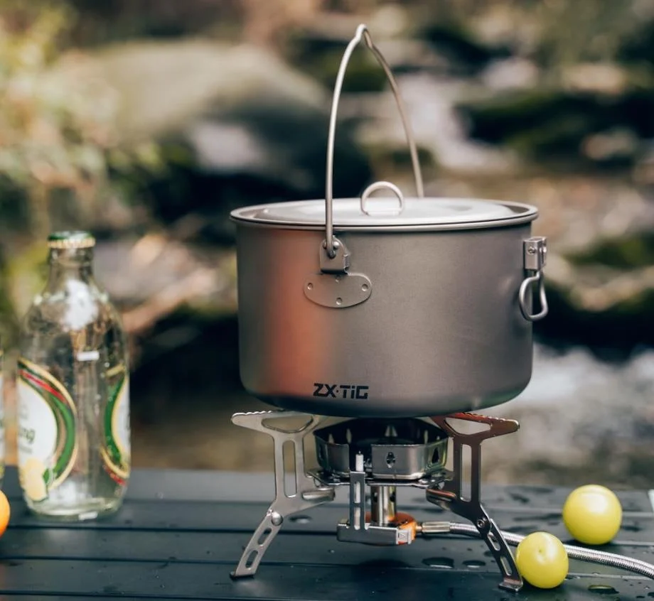 2900ml Hot-sale Tragbare Topf Picknick Ausrüstung Pure Titanium Outdoor Hänge Topf