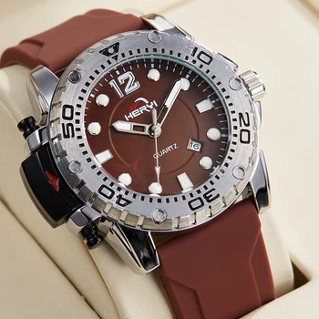 Men's casual fashion trend quartz watch Silica gel with outdoor sports wind wat