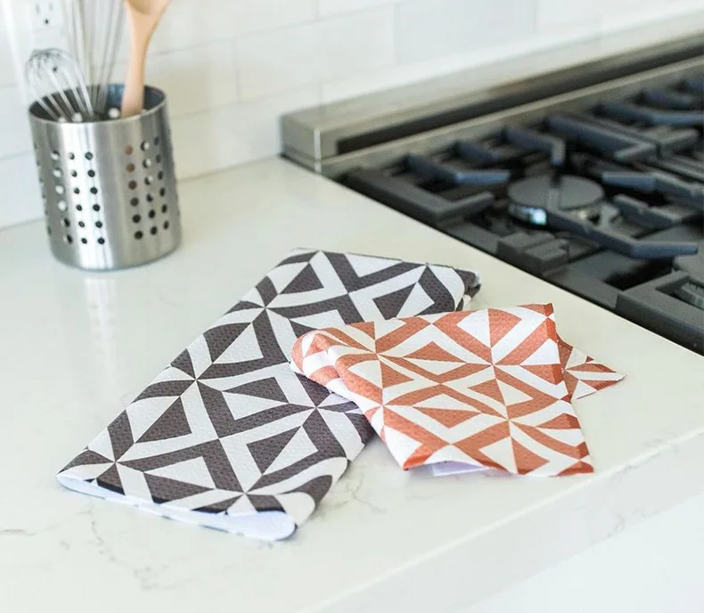 Microfiber Utensils Fiber Reactive Print Waffle Kitchen Towel manufacture