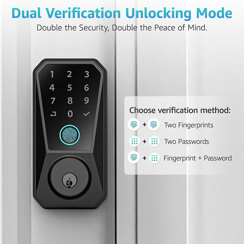 Smart WiFi Door Lock with Fingerprint Electronic Deadbolt with Wifi Lock Made of Durable Zinc Alloy