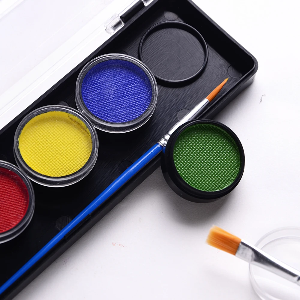 Non toxic professional UV/Neon/Fluorescent face&body face paint palette kit (6 colors/set   4g/color)