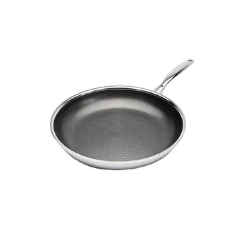 Hot Sale Hybrid Tri-Ply Stainless Steel Non-stick Deep Frying Pan Honeycomb Induction Omelette Cooking Pan