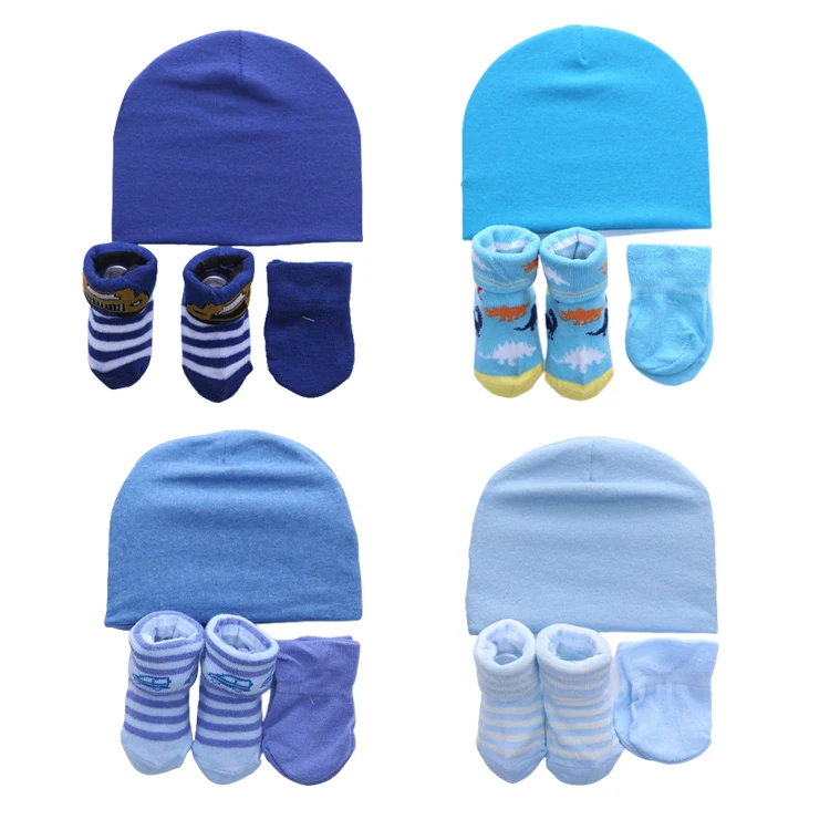 Custom Newborn Pure Cotton Baby Hat Mittens Hand and Foot Socks