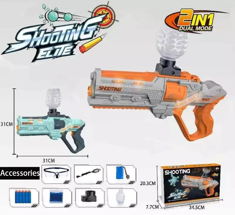 Kids Toy Gun 2 In 1 Gel Electric High Speed Burst Water Bullets Bomb