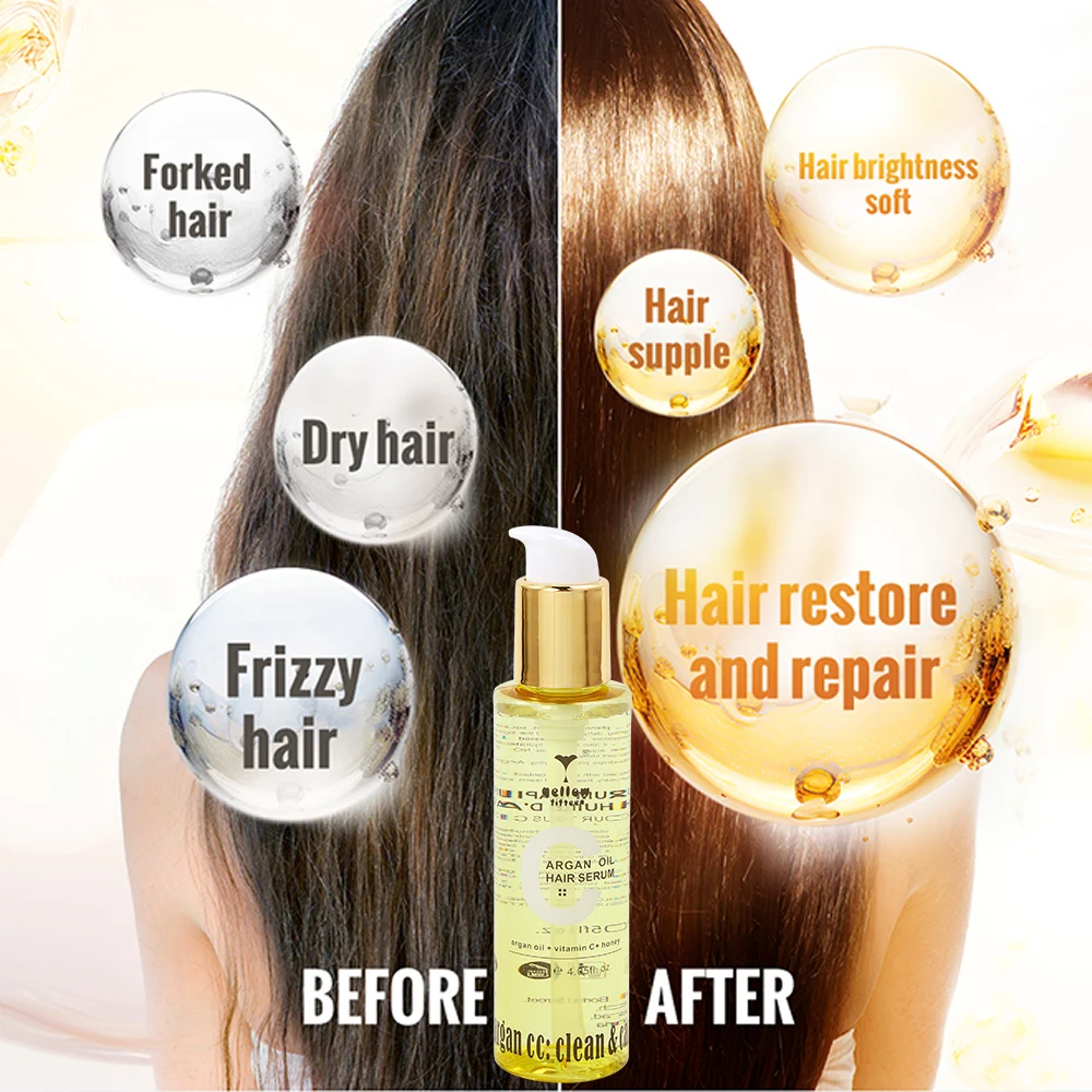 Private Label Customized Smooth and Soft Hair Natural Argan Honey Vitamin Hair Care Oil