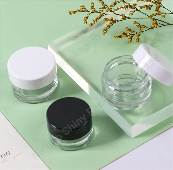 Transparent PET plastic cosmetic jar with white/black lid