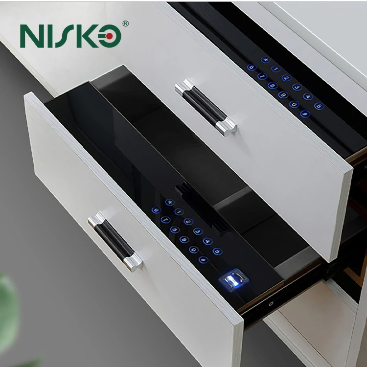 Wholesale Cabinet Secret Hidden Key Furniture Smart Leather Safe Box  Fingerprint Lock Storage Drawers