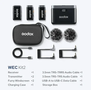 Godox WEC KIT1 KIT2 Wireless Lavalier Microphone for IPhone,Plug and Play, Noise Cancelling Lapel Mic with 656ft Transmission product image