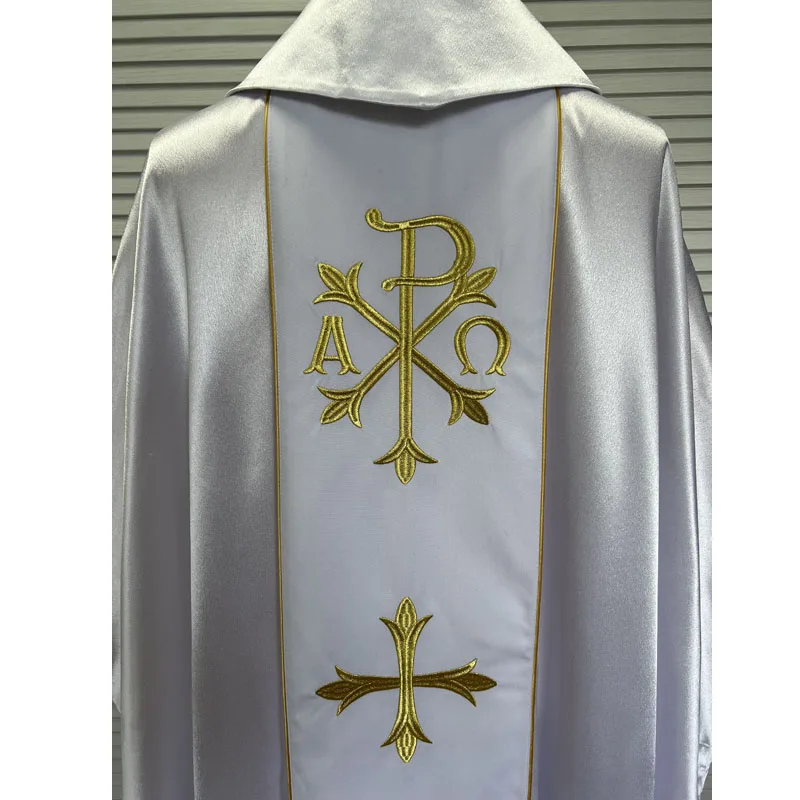 Белый атлас с перекрестной вышивкой, папа, священник, Chasuble