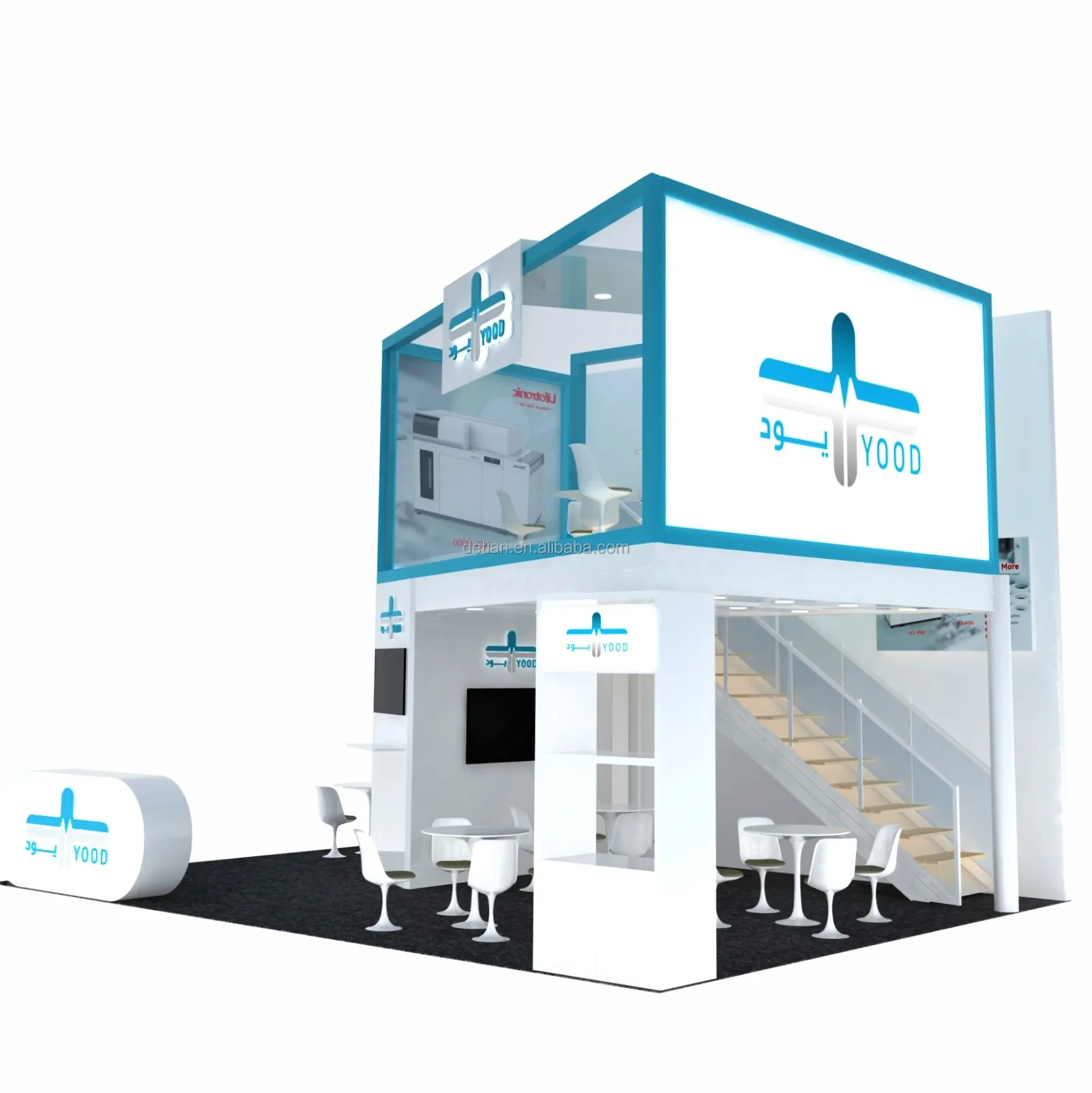 Large Trade Show Booth Modular Double Deck Aluminium Booth Two Floors Trade Fair Display Exhibition Stand