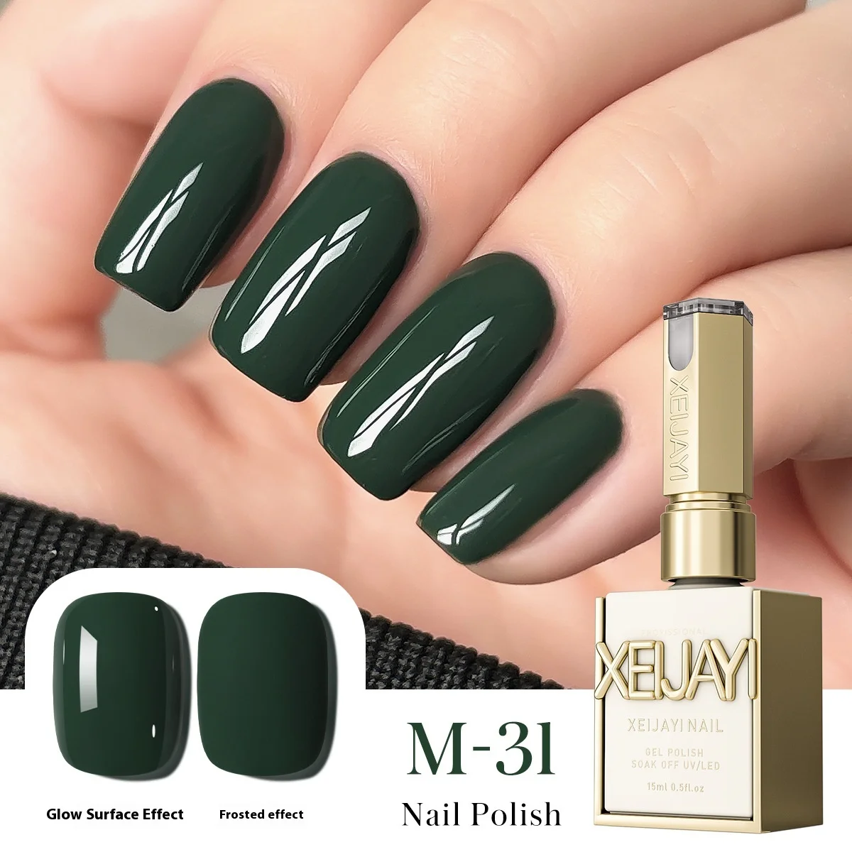 Forest Green Nails with Metallic Shine