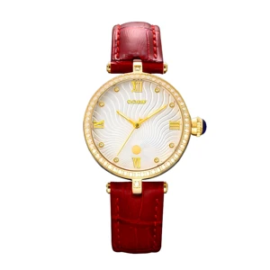 Women's Minimalist Quartz Watch Sparkling Design 37mm Dial Displaying Pointers 16mm Leather Band Width Miyota Fashion Type