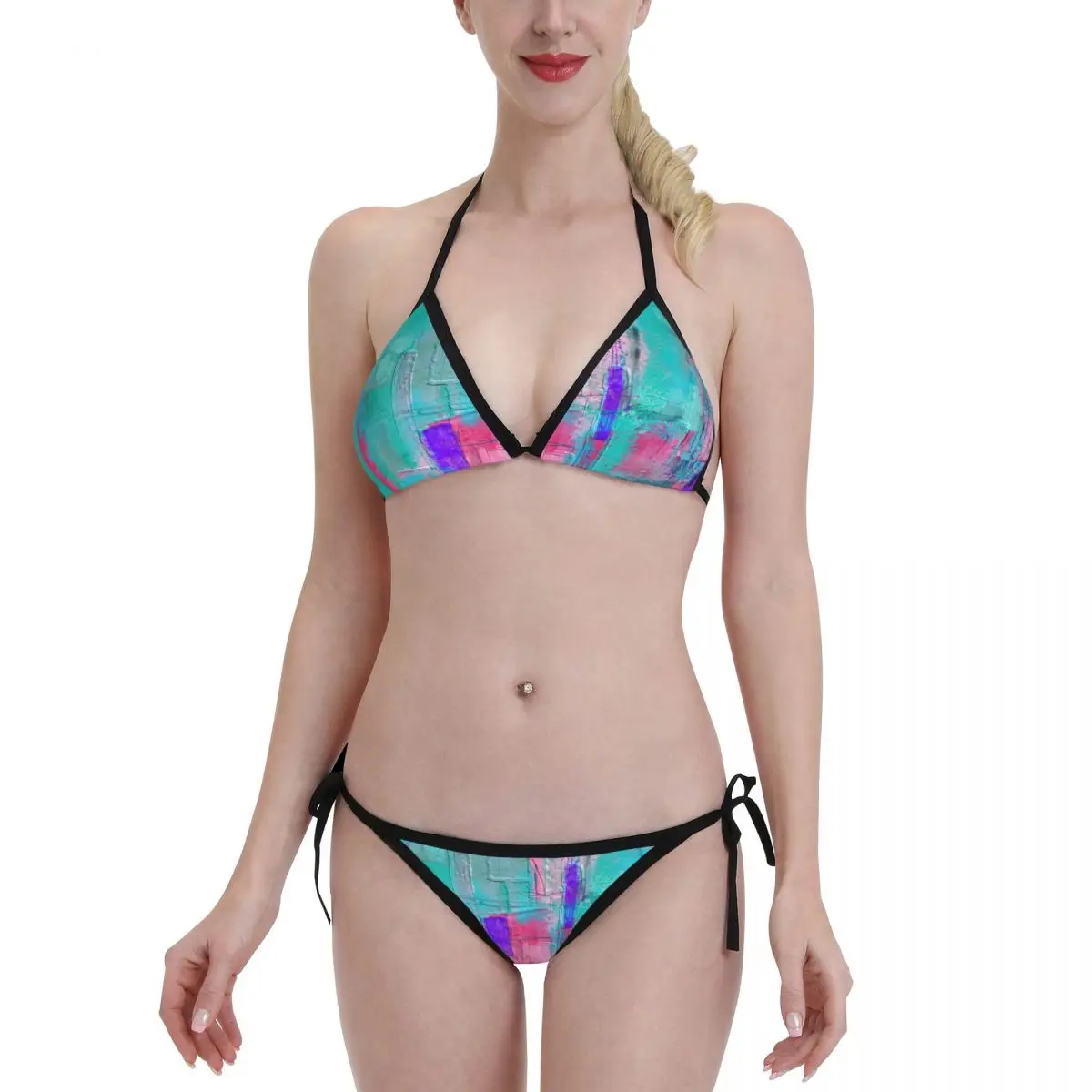 Recycled Thong Bikini Female Swimsuit Women Swimwear Two-Pieces