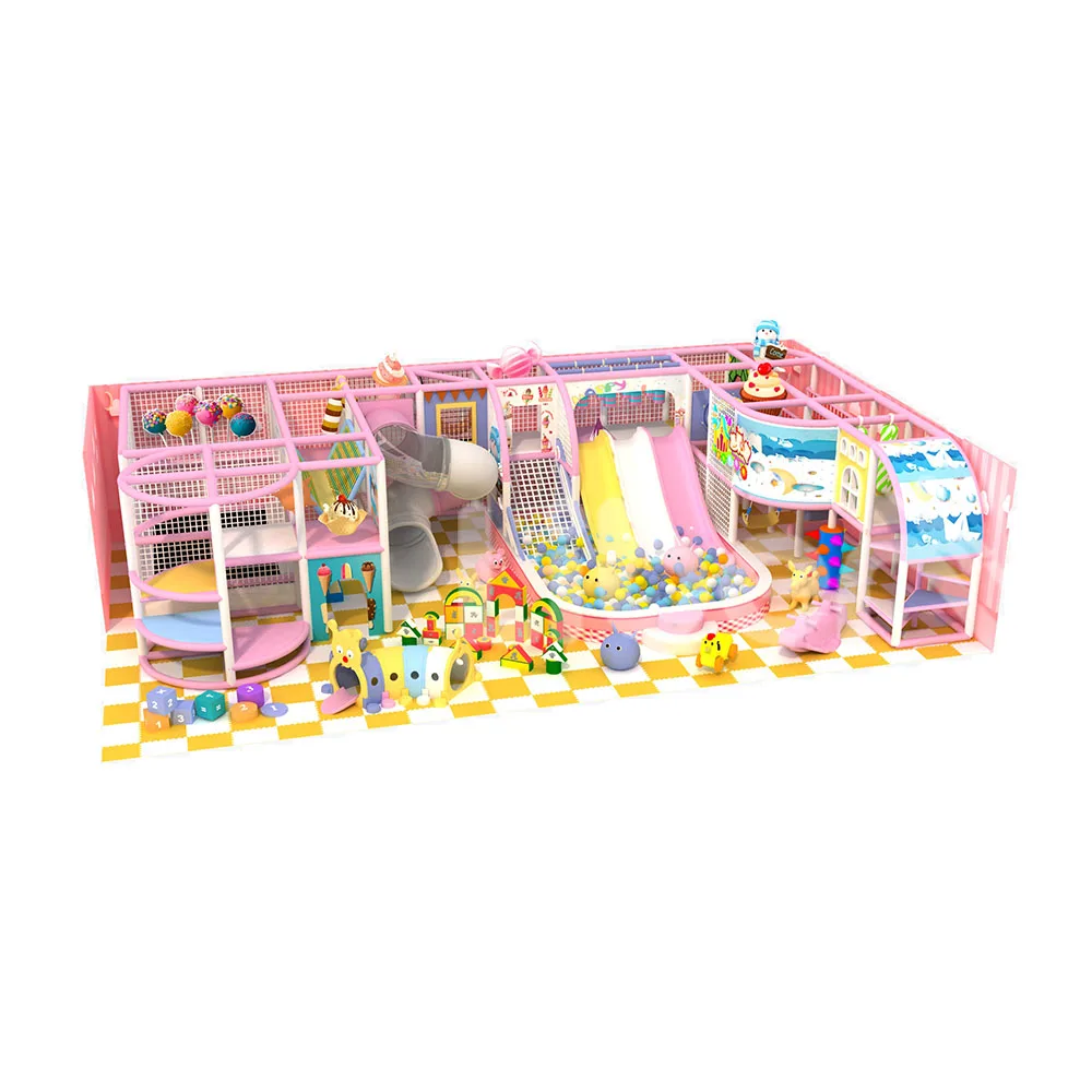 Customized 100sqm Indoor Play Maze for Kids Color Structure with Slide Ball Pool Soft Play-Durable Plastic Wooden Materials