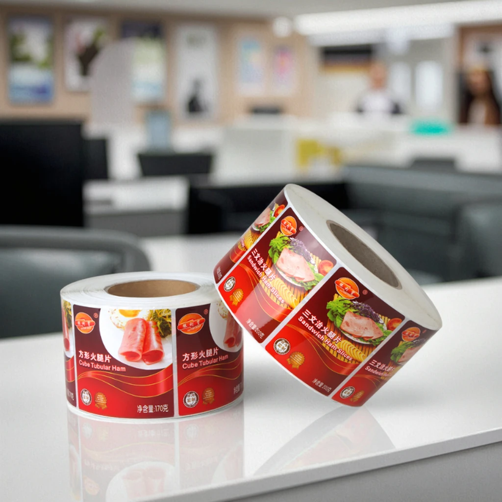 Printing Custom Adhesive logo Pizza Box Labels Stickers for Food Containers or Packaging
