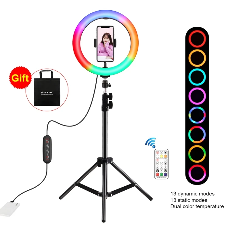 PULUZ Inch LED RGB Selfie Beauty Ring Light Kit