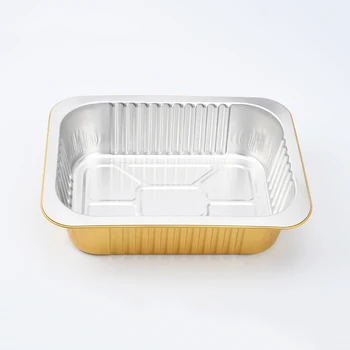 Laixin 1000ml/1400ml/1800ml Disposable Smooth Wall Baking Food Pans Aluminium Foil Container With Plastic Cover Lids