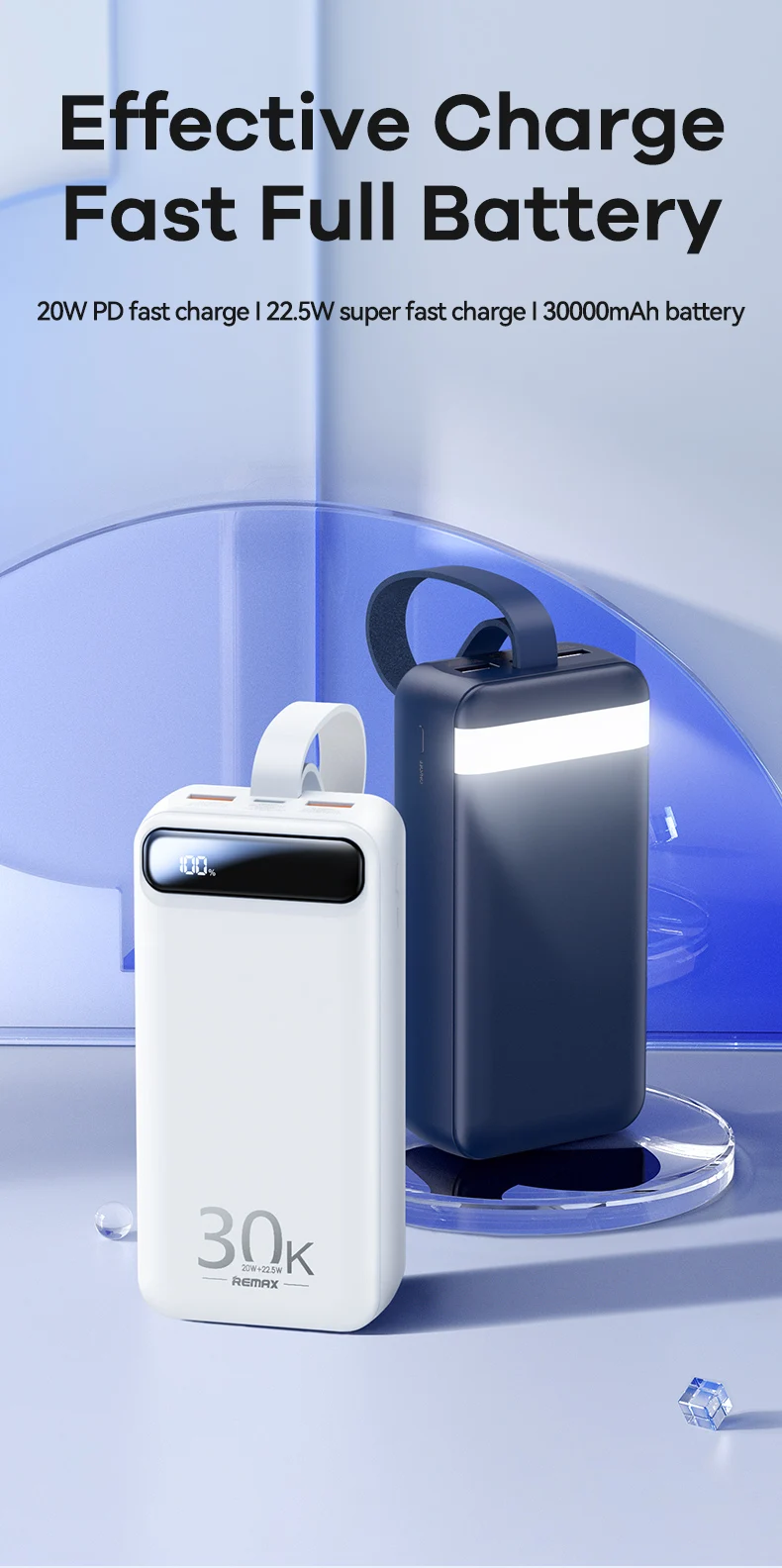 REMAX RPP-522 Power Bank - 30000mah, Fast Charging, Portable