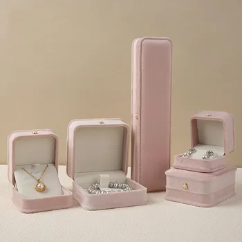 Luxury Velvet Jewelry Box Pearl Buckle Packing Ring  Earrings Bracelet Box Waist Portable Gift Jewelry Display Set Storage Box