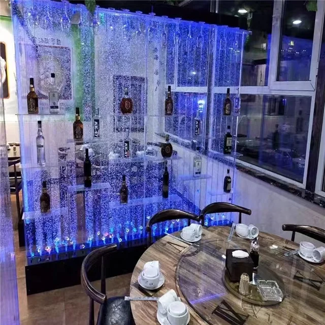 Indoor Rain Waterfall Glass Wall and Fountain Wall Water Bubble Wall Designs Tiles Wine Cabinet
