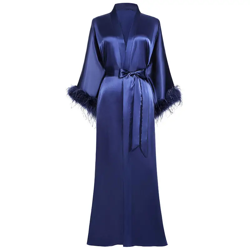 2022 Wholesale New Arrival Satin Kimono Robe Femme Long Bath Robe Women