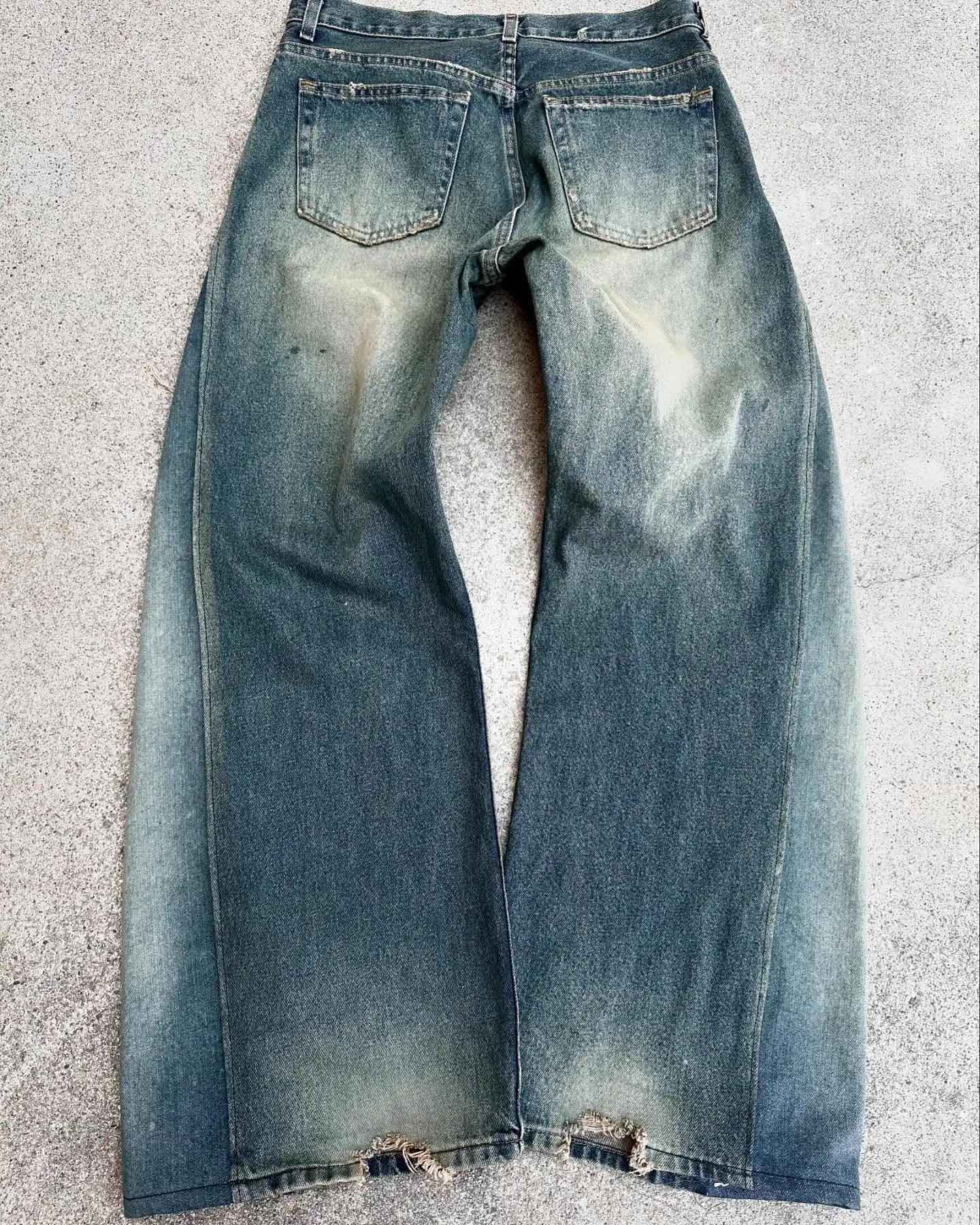 Custom Logo High Quality Washed Denim Jeans Pants Back Pocket Button Oversized Straight Streetwear Men's Baggy Jeans