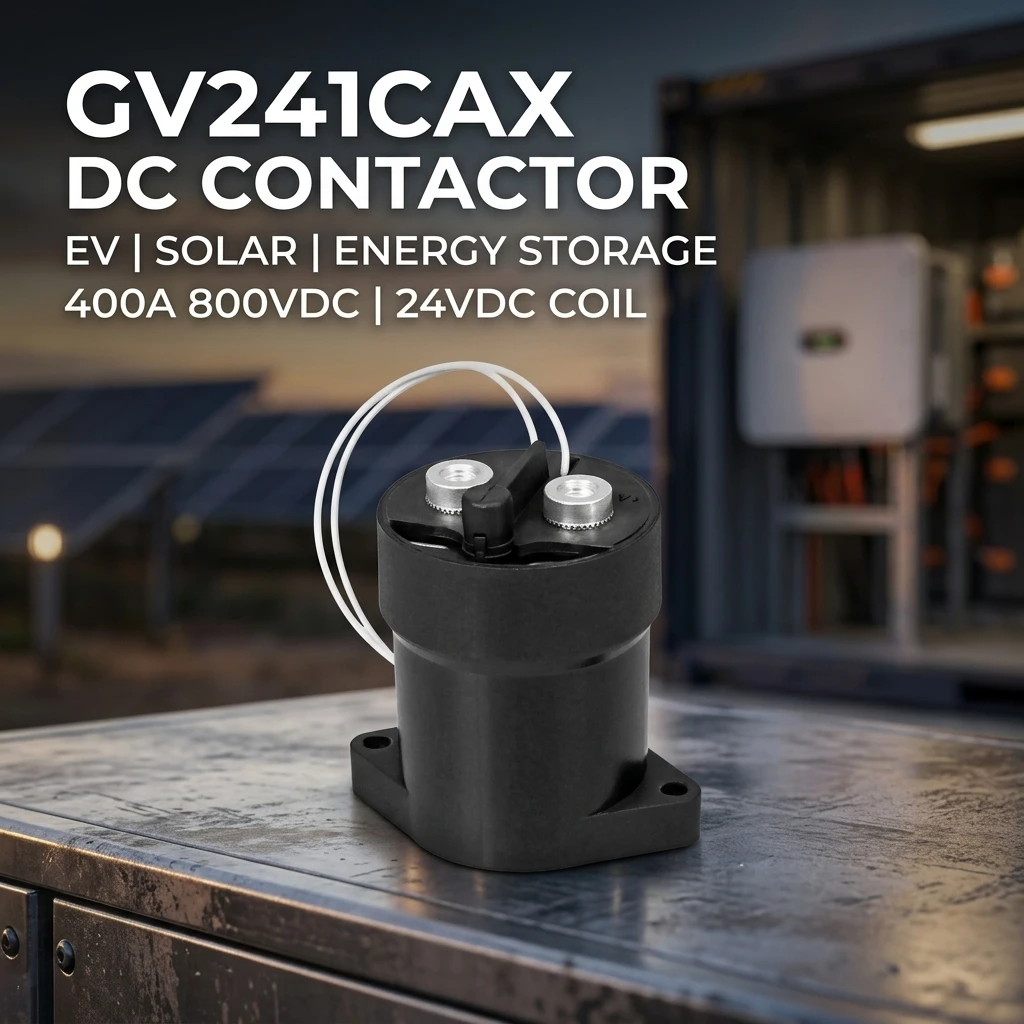 คอนแทคเตอร์กำลังแบบปิดผนึกอย่างสมบูรณ์ GV241CAX สำหรับ Sensata-Gigavac กระแส 400 A ขดลวด 24 VDC แรงดันไฟฟ้ากำหนดค่า 800 VDC การป้องกันการเกิดอาร์คสำหรับระบบอัตโนมัติในอุตสาหกรรม