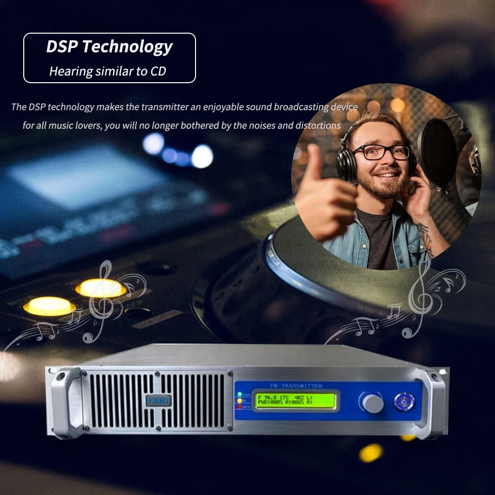 YXHT-1, 1000W FM Broadcast Transmitter, 50KM Long Distance Transmission 1KW Stereo Radio Station Broadcast Equipment