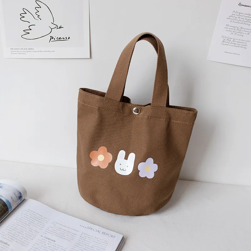 HOSHOM New Style Cute Custom Printing Mini Canvas Hand Bag Fashion Fabric Tote Bags
