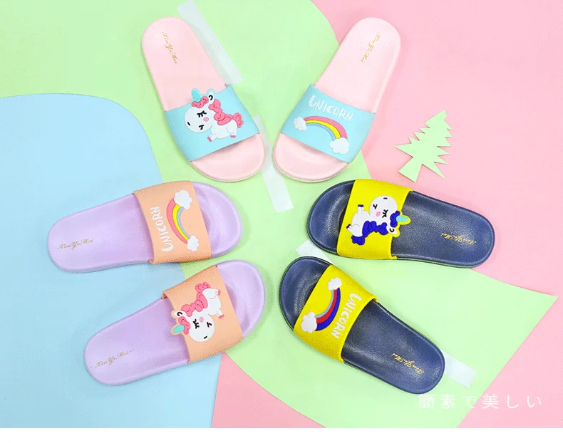 
Новинка 2020, Детские повседневные тапочки из ПВХ с животными на заказ, единорог для девочек, детские Тапочки 
