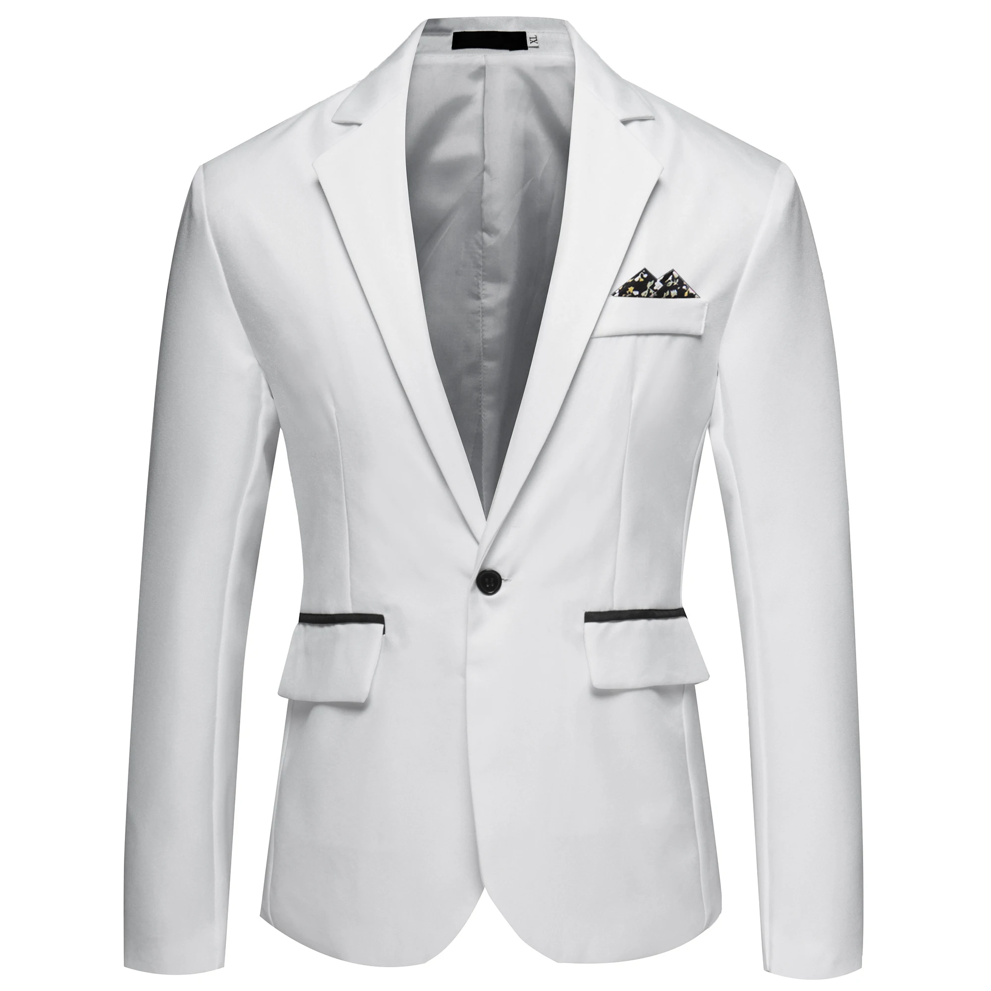 Casual Suit Men's Slim Fit One Button Coat Suit Men White Spandex Suit ...