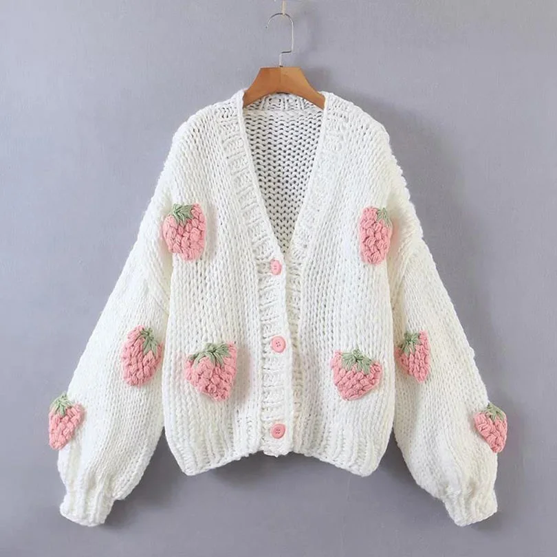 Fashion Heavyweight Knitted Embroidery Flowers Women's Cropped