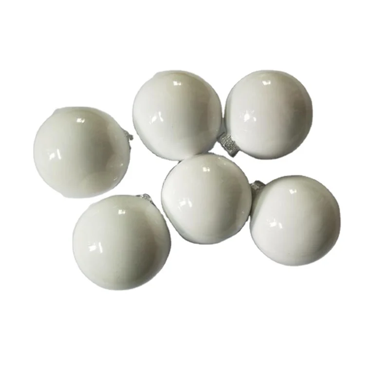 Pack Of 6 Real Glass Christmas Tree Baubles Decoration 8cm Light Pearl Gold 