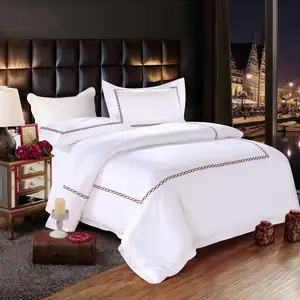 Custom Design Solid Pattern 200TC Eco-Friendly Hotel Bedding Set Soft Cotton Duvet Cover Luxury Home Decor
