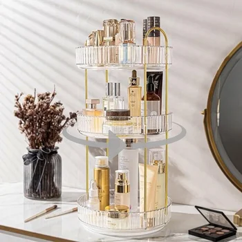 Rotating Makeup Organizer for Vanity, Spinning Cosmetics Organizer Holder Rack, Large Capacity Bathroom Countertop