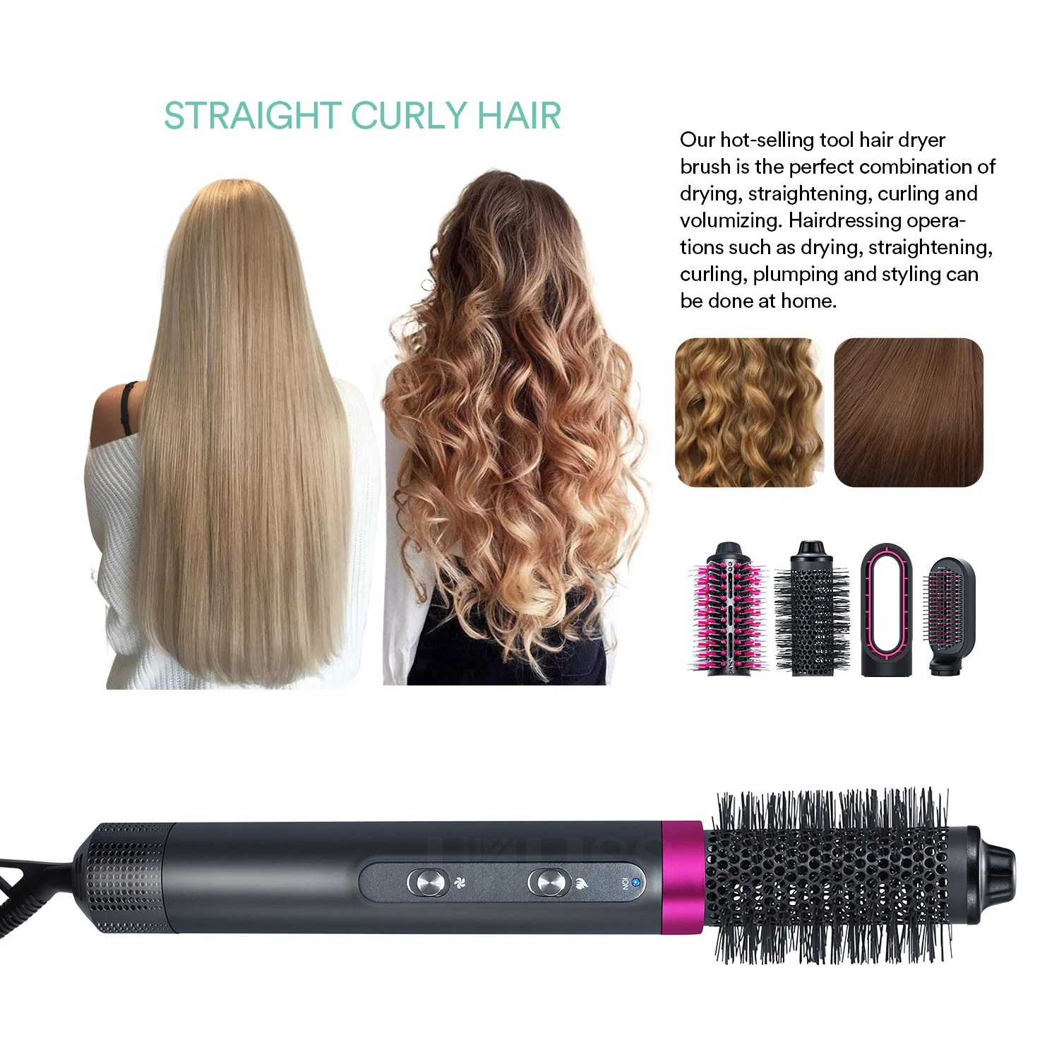 
Styling with air Professional Air hair styler no extreme heat hair dyers Curl Wave Smooth Dry 5 in 1 hot air brush 