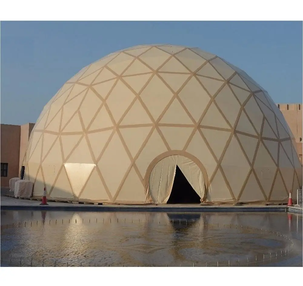快速建造白色耐用的 geodesic 圆顶帐篷户外酒店出售