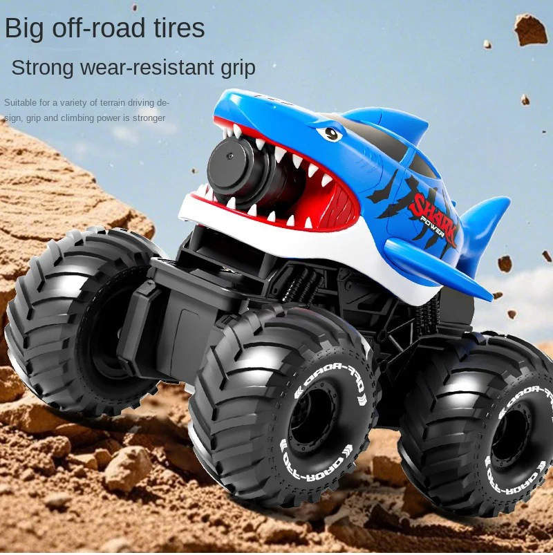 AiJH 2.4G Waterproof Remote Control Shark Car With Water Gun Amphibious RC Shark Car Toy for Kids Adults