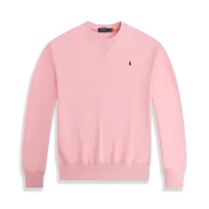 2026 Men's Ralph 3D Embroidered Logo 100% Cotton Casual Top Long-Sleeved Sweatshirt Crew Neck Hoodie with Solid Pattern  Autumn