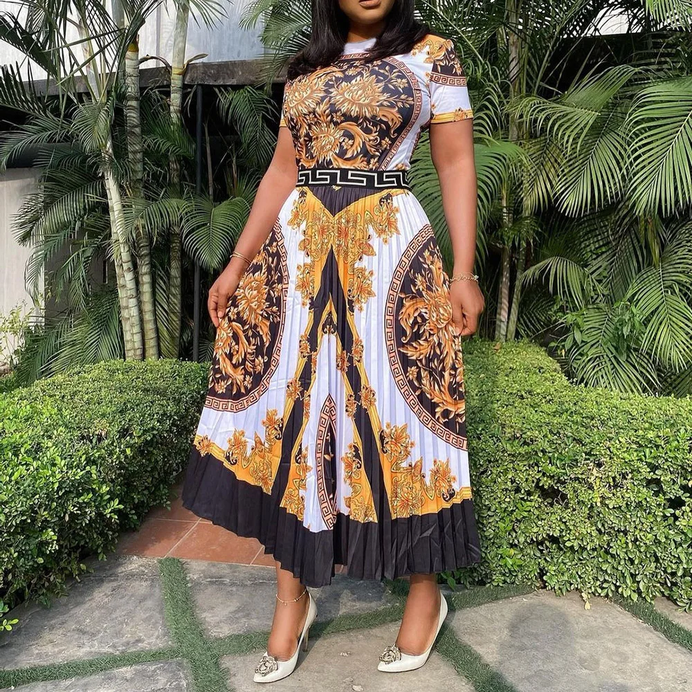 Hot Sale Fashion Print Casual One Piece Dress Short Sleeve Casual Unique Design Skirt Summer Women S Midi Dress Big Sizes Buy Elegant Casual Dresses Designer Skirt Vintage Dress Product On Alibaba Com