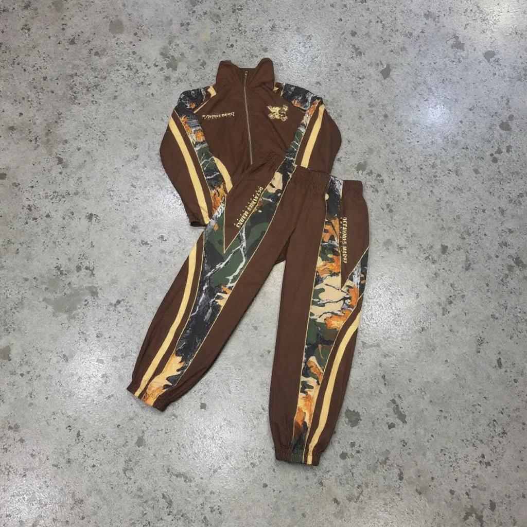 Custom 3D Puff Printing 100% Cotton French Terry Sportswear Reflective Tracksuit Reflective Tracksuit