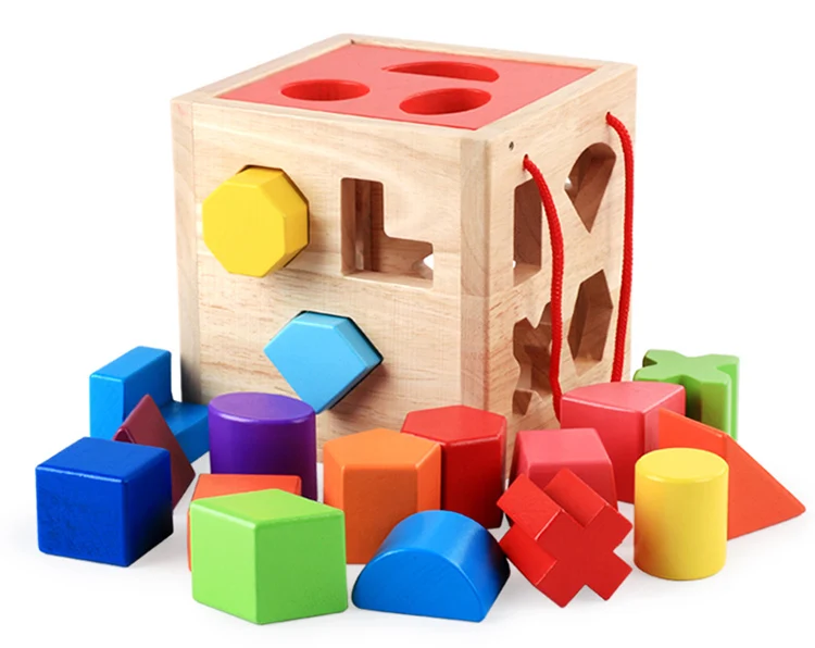 Shape Sorting Cube - Classic Wooden Toy With 12 Shapes - Kids Shape ...