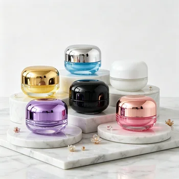 High-end 10g Transparent Curved Glass Jar with Glass Collar and Plastic Screw Cap